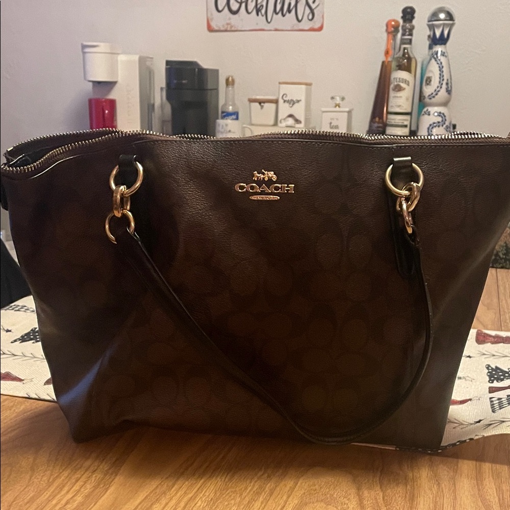 Coach Dark Brown Signature Tote